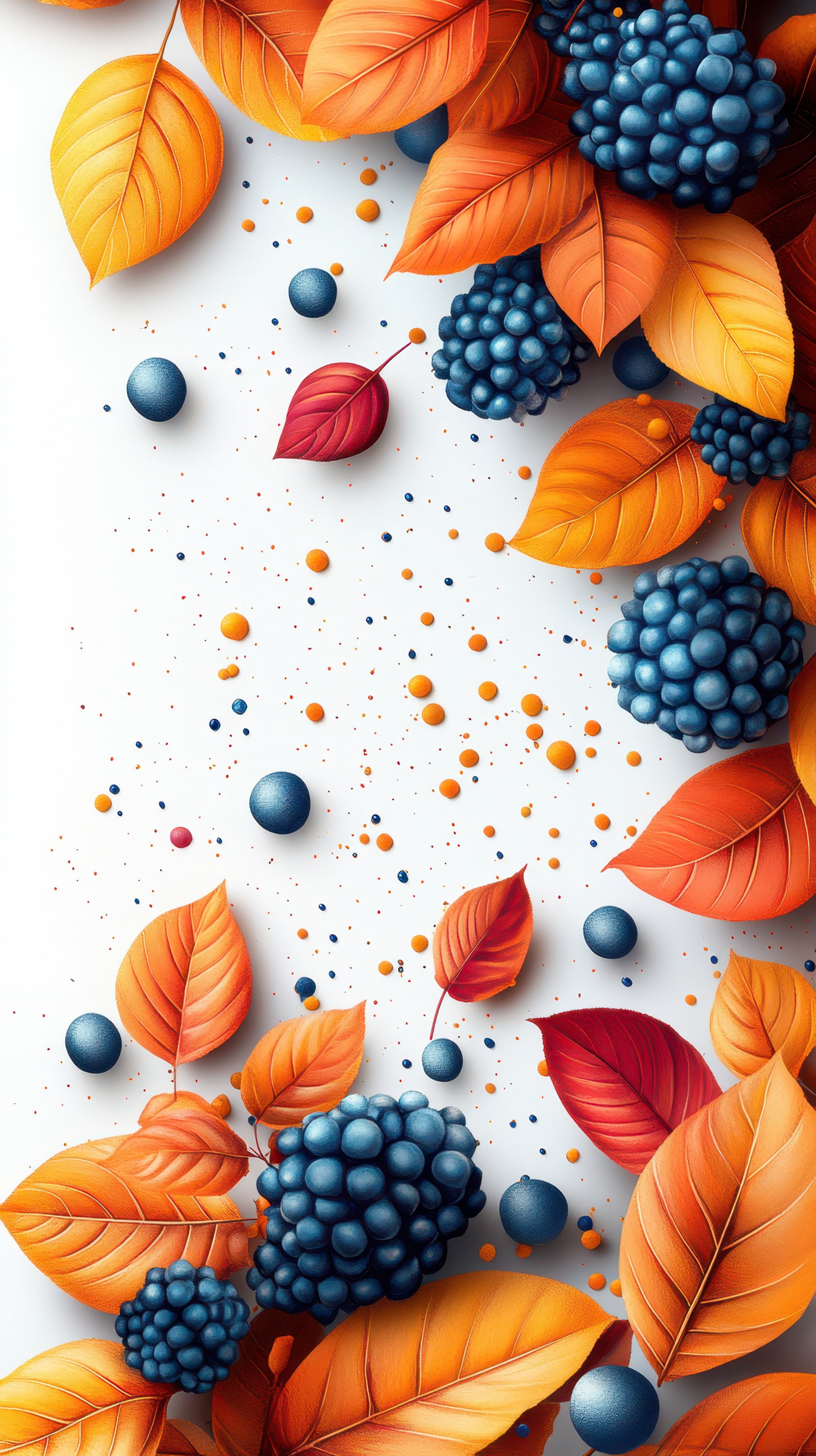 Bright autumn leaves and berries create a colorful display of seasonal beauty and richness in vibrant hues